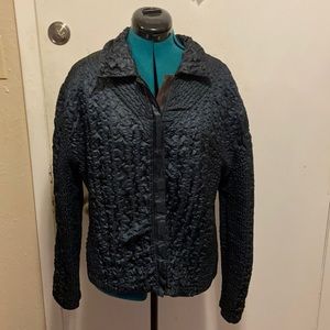 Reversible Women’s Jacket Black and Brown Crinkle Med-Lg Zip-up